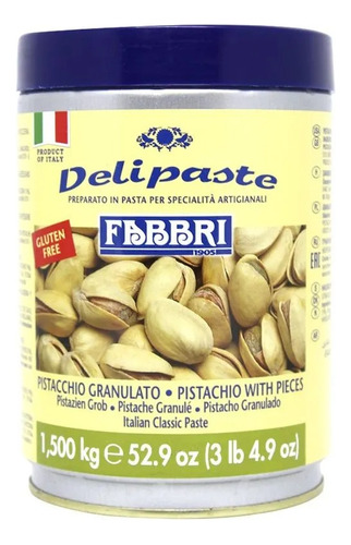 Delipaste Pasta De Pistache Com Pedaços 1,5kg Fabbri Lata