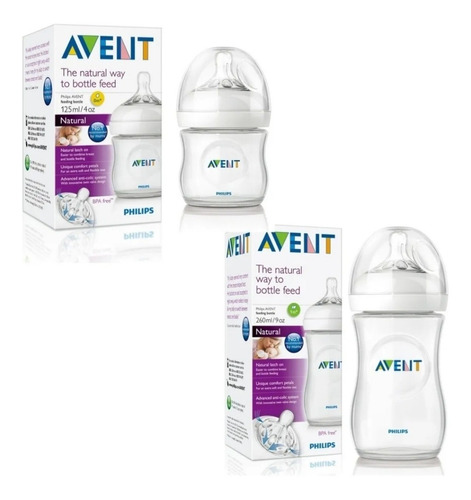 Set X2 Mamaderas Natural 125ml + 260ml Avent 