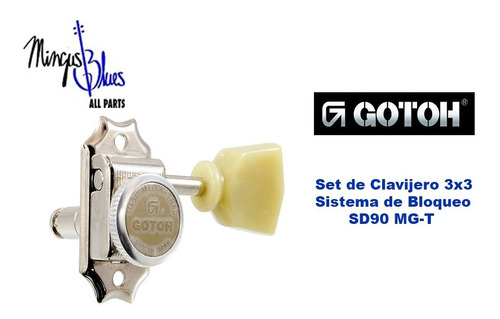 Gotoh Sd90mgt 3x3 Clavijeros Bloqueo Para Guitarra Eléctrica