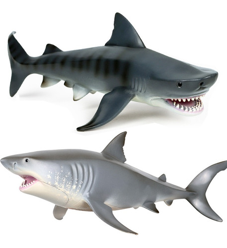 Tiburón Tigre Y Tiburón Blanco Modelo Vida Marina Juguetes