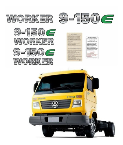 Kit Adesivos Resinado Para Volkswagen 9-150e Worker 17809 Cor Cinza