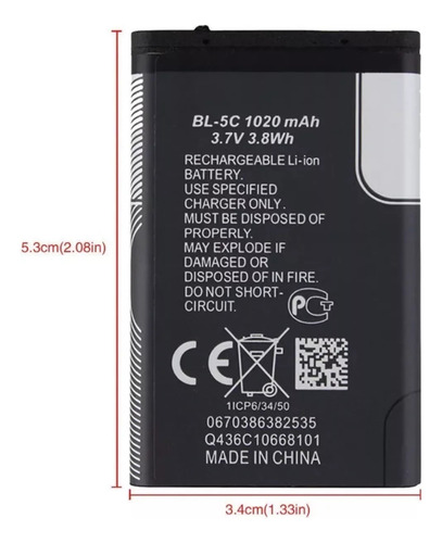 Bateria Bl-5c Para Nokia 1100 1110 Bl-5c Calidad 100% Gtia