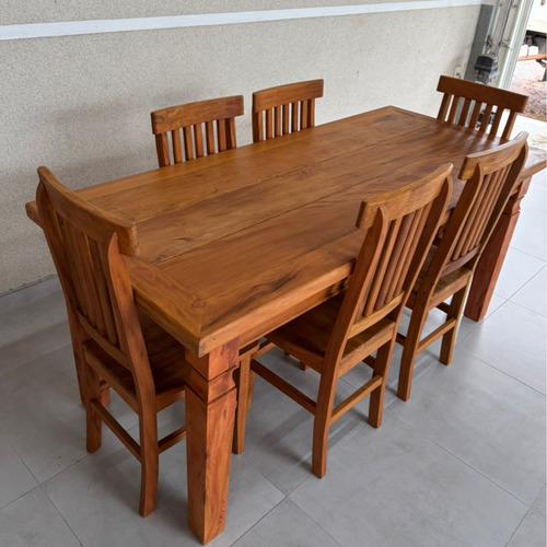 Mesa De Jantar 1,80m +6 Cadeiras Madeira Demolição Promoção