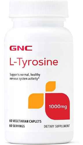 L-tirosina 1000 Mg Gnc 60 Comprimidos Vegetarianas