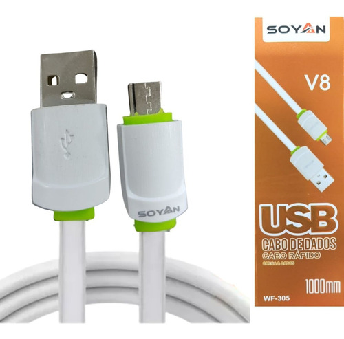 Cabo Carregador Micro Usb Soyan Turbo Reforçado V8 1 Metro