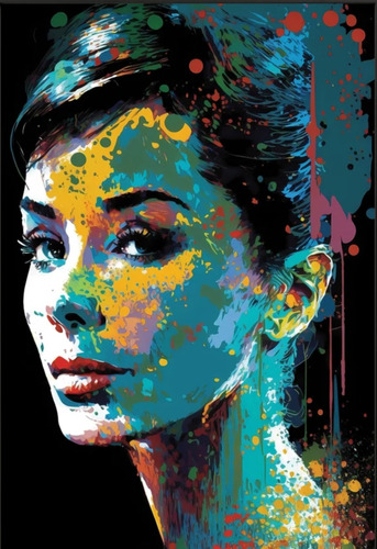Quadro Canvas Arte Banksy Audrey Hepburn Graffiti Pop Colors