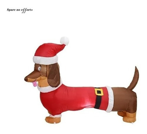 Imagen 1 de 6 de Inflable Perro Salchicha Navidad 150cm Pascuero Santa