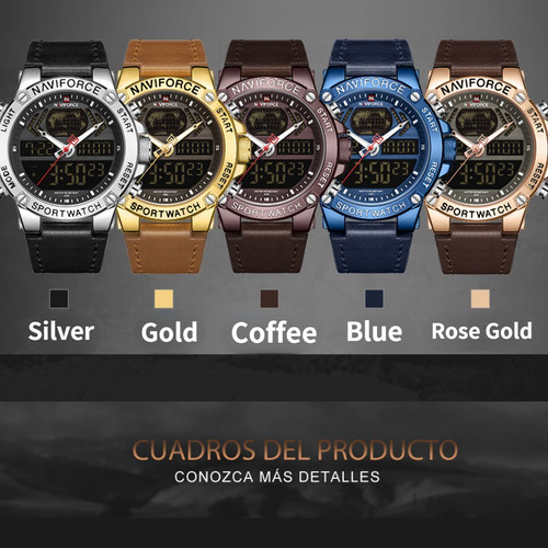 Reloj De Cuero Con Cronógrafo De Cuero Naviforce Para Hombre Color Del Bisel Dorado