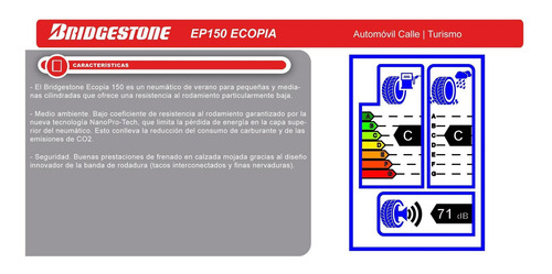 Imagen 2 de 9 de Combo X 4 Bridgestone 175/70 R14 84t Ecopia Ep150 Ar