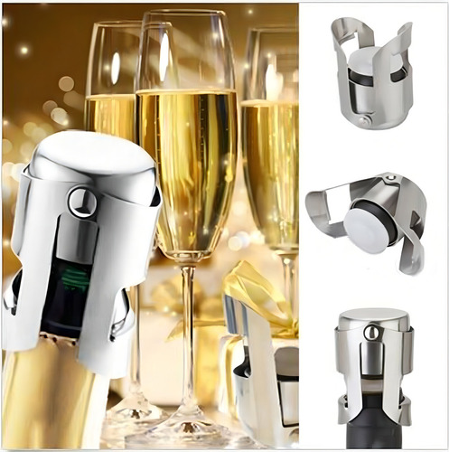 Tapa de corcho de acero inoxidable para botella de champán, prosecco y vino espumoso