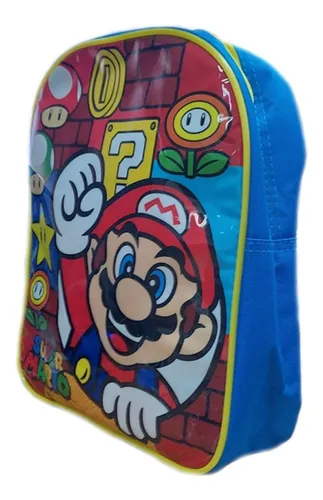 Mochila Preescolar Azul Mario Bross Juego