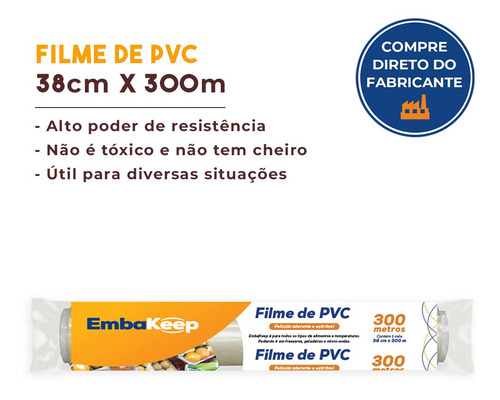Imagem 3 de 5 de Plástico Filme Pvc - Rolo Transparente - Bobina 38cm X 300m