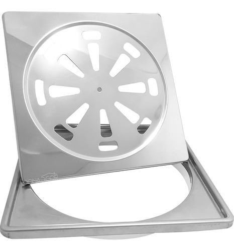 Ralo Quadrado Inox 15x15 E Porta Grelha Ralo De Banheiro