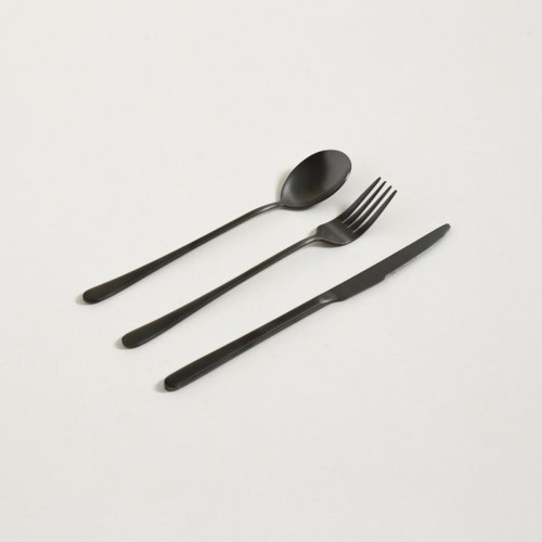 Set 3 Cubiertos Negros Acero Inoxidable Diseño Moderno Deco Negro