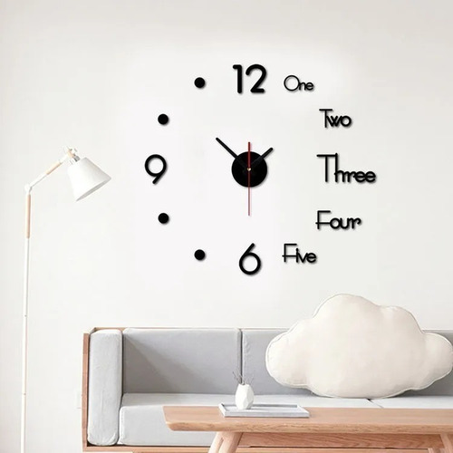 Imagen 4 de 7 de 3d Adhesivo Mudo Moderno Reloj Digital De Pared (negro)