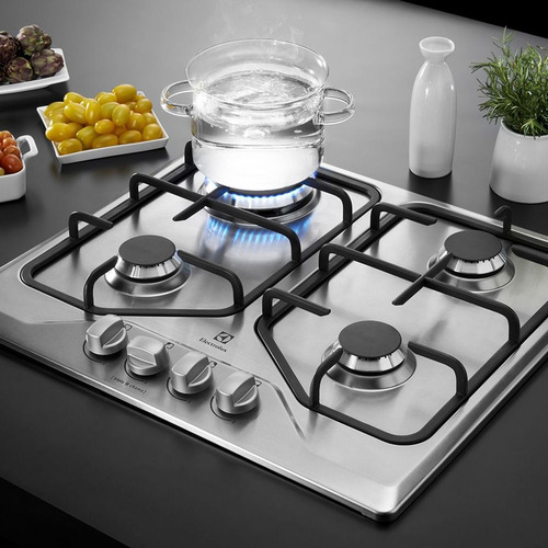 Cooktop À Gás Electrolux 4 Bocas Gt60x Tripla Chama Inox Prateado
