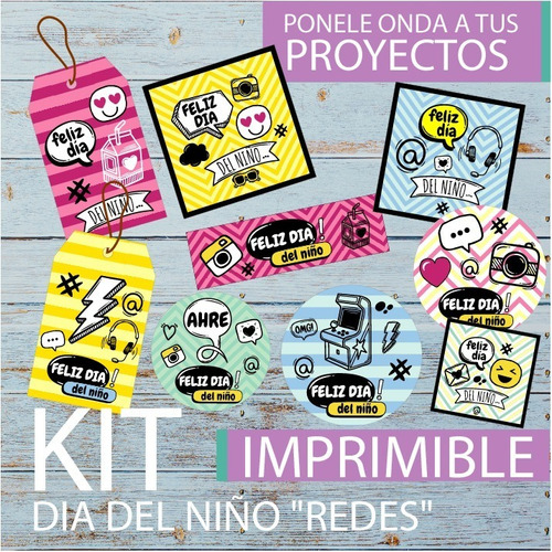 Kit Imprimible Dia Del Niño Tags Etiquetas Redes Adolescente