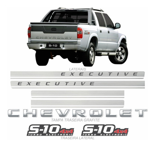 Adesivo Chevrolet S10 Executive Faixa 4x4 2009 Prata/grafite