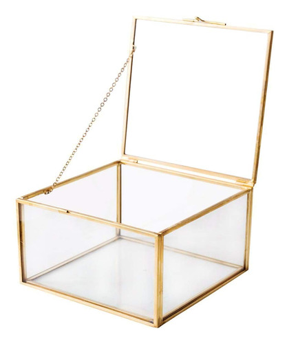 Utopz Caja Cuadrada De Recuerdo De Cristal Dorado Para Deco.