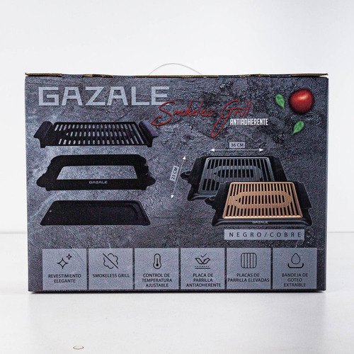 Parrilla Eléctrica Gazale 1948 Grill Plancha Antihumo 1200w Color Marrón