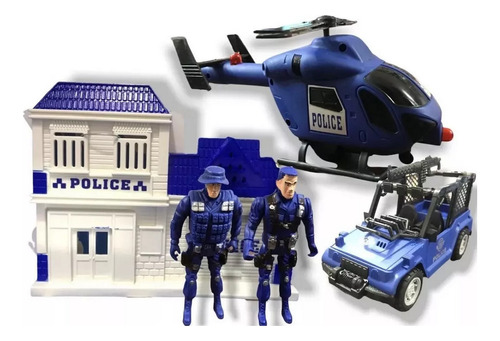 Set Muñecos Policias Helicoptero Y Sheep 