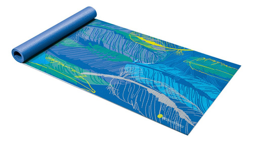 Mat De Yoga Pvc Blue Diseño Hojas - Ecowellness Color Azul