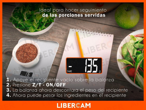 Imagen 4 de 7 de Balanza Digital De Cocina 5kg Electrónica Acero Inoxidable Color Plateado