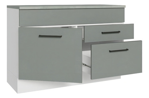 Fregadero de cocina de 1 puerta y 2 puertas con tapa Bci Agata Madesa de color blanco/gris