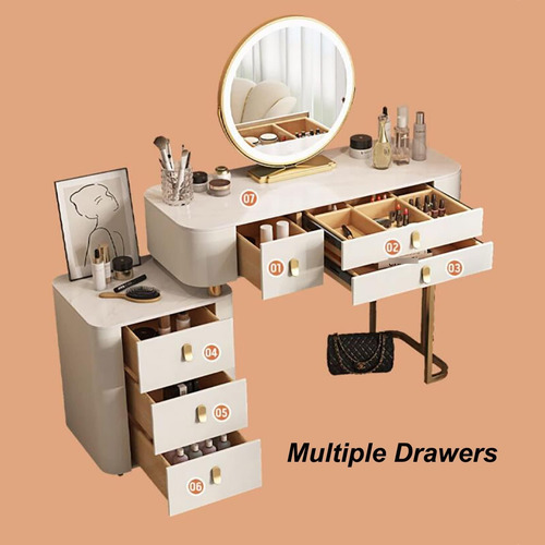 Zbzln Mesa De Maquillaje Con Espejo Led Ajustable Juego De