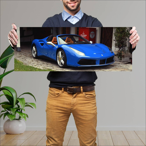 Cuadro 30x80cm Auto 2018 Ferrari 488 Spider Azzu 687