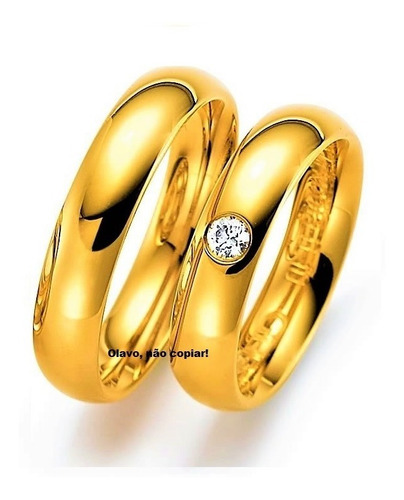 2 Alianças Em Ouro 18k (encapadas) 5mm Dourado Do Par, A Confirmar Após A Compra