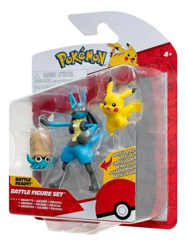 Pokemon 95155 - Battle Figure Set X3 Omanyte Lucario Pikachu