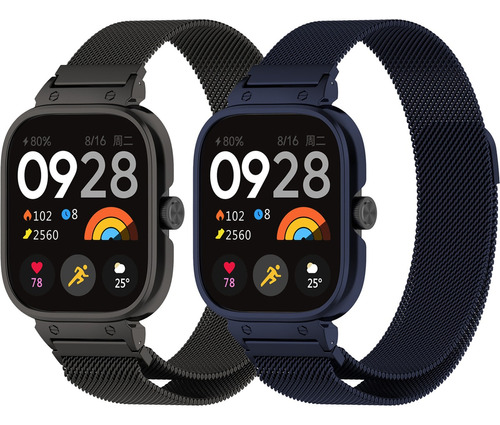 2 Correa Milanese + Funda Acero Para Xiaomi Mi Redmi Watch 4