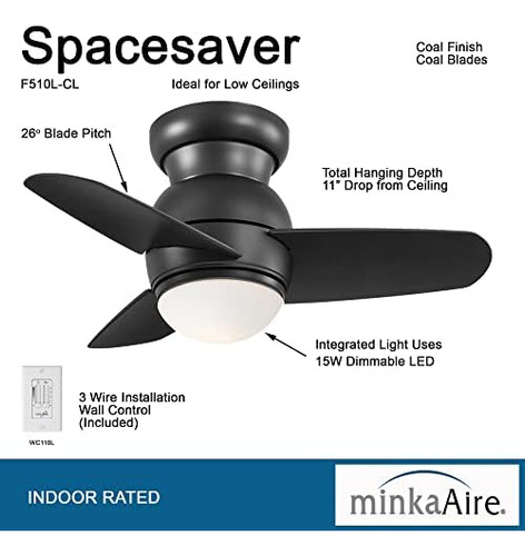 Ventilador De Techo F510l-cl Spacesaver De 26 Pulgadas Con K