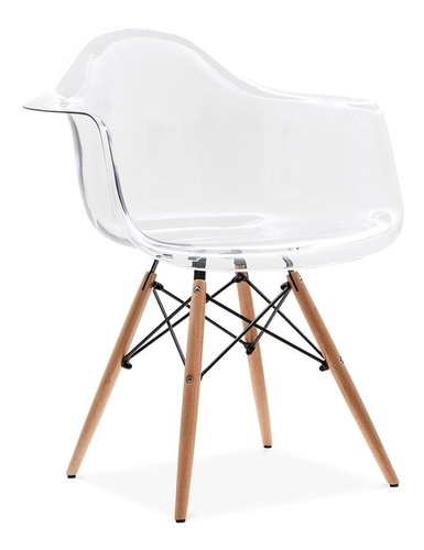 Sillon Silla Eames Transparente Comedor Eiffel Patas Madera