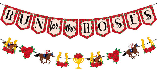 Ptfny Guirnalda Carrera Caballo Run For The Rose Banner Para