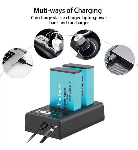 2 Batteries LP-E17 + Chargeur Double USB Pour Canon | Compatible EOS M3, M5, M6, Rebel SL3, 800D, Etc.