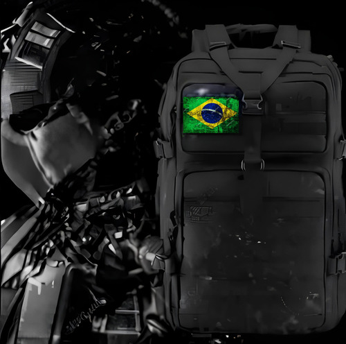 Mochila Tática Militar Camping Reforçada 50 Litros Impermeável Cor Preto Mochila Bolsonaro Mochila Resistente A Água Bandeira Brasil Mochila Tática Mochila De Trilha Mochila Exercito Brasileiro