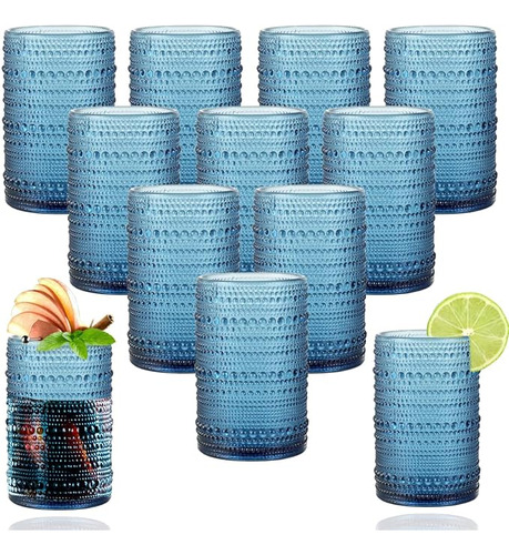 Juego Vasos 12 Vasos 15 Onzas Con Diseño Hobnail Vintage Vas