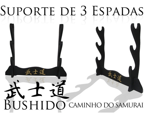 Suporte Mesa Para 3 Espadas Katana Samurai Ideograma Bushido