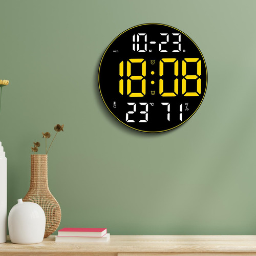 Relógio Digital Led Relógio De Parede Amarelo