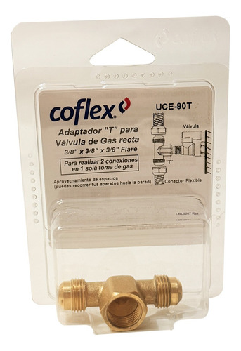 Coflex Conexión Tee Para Gas 3/8'' X 3/8'' Flare De Latón
