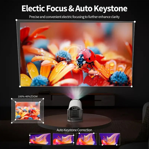 Mini Proyector Portátil Con Wifi6 Y Bt5.0 Keystone