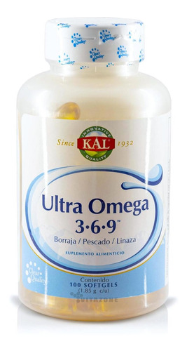 Ultra Omega 3 6 9 100 Cápsulas Kal Pescado Linaza