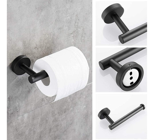 Set Accesorios De Baño Kit Juego 6 Piezas Ac Inox Negro