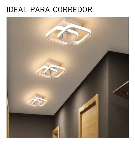 . Lámpara De Techo Led For Baño, Color Negro 24 X 20 X
