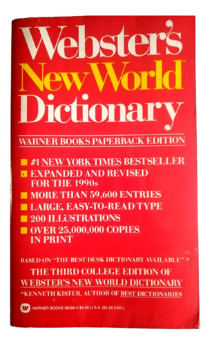 Webster's New World Dictionary Warner Books Ny Usa Caba