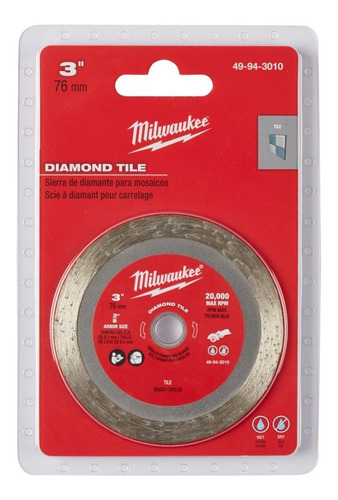 Disco Diamante Azulejo 3 Pulgadas 49943010 Milwaukee