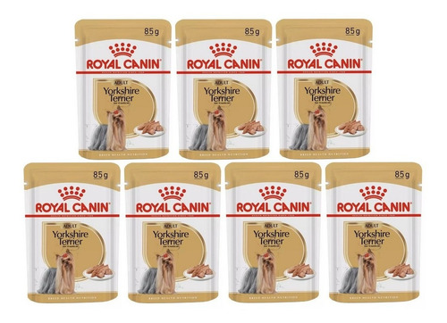 Kit 7 Unidades Royal Canin Ração Sachê Yorkshire Adult 85g