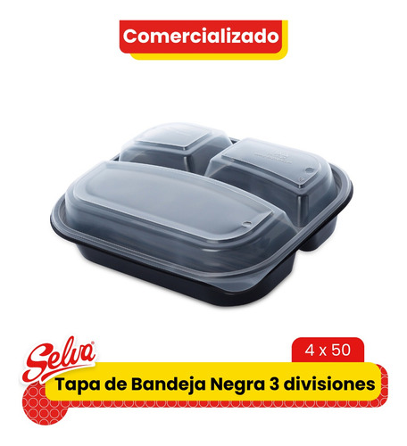 Tapa De Bandeja Negra 3 Divisiones